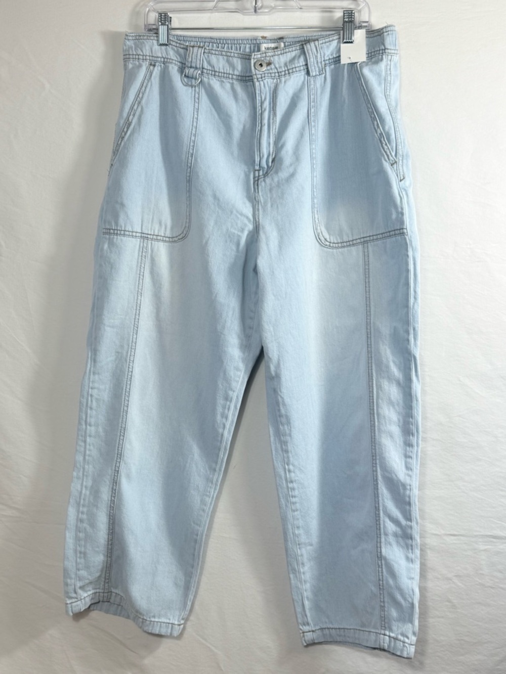 Kensie Light Blue Denim Jeans barrel-leg cargo pants